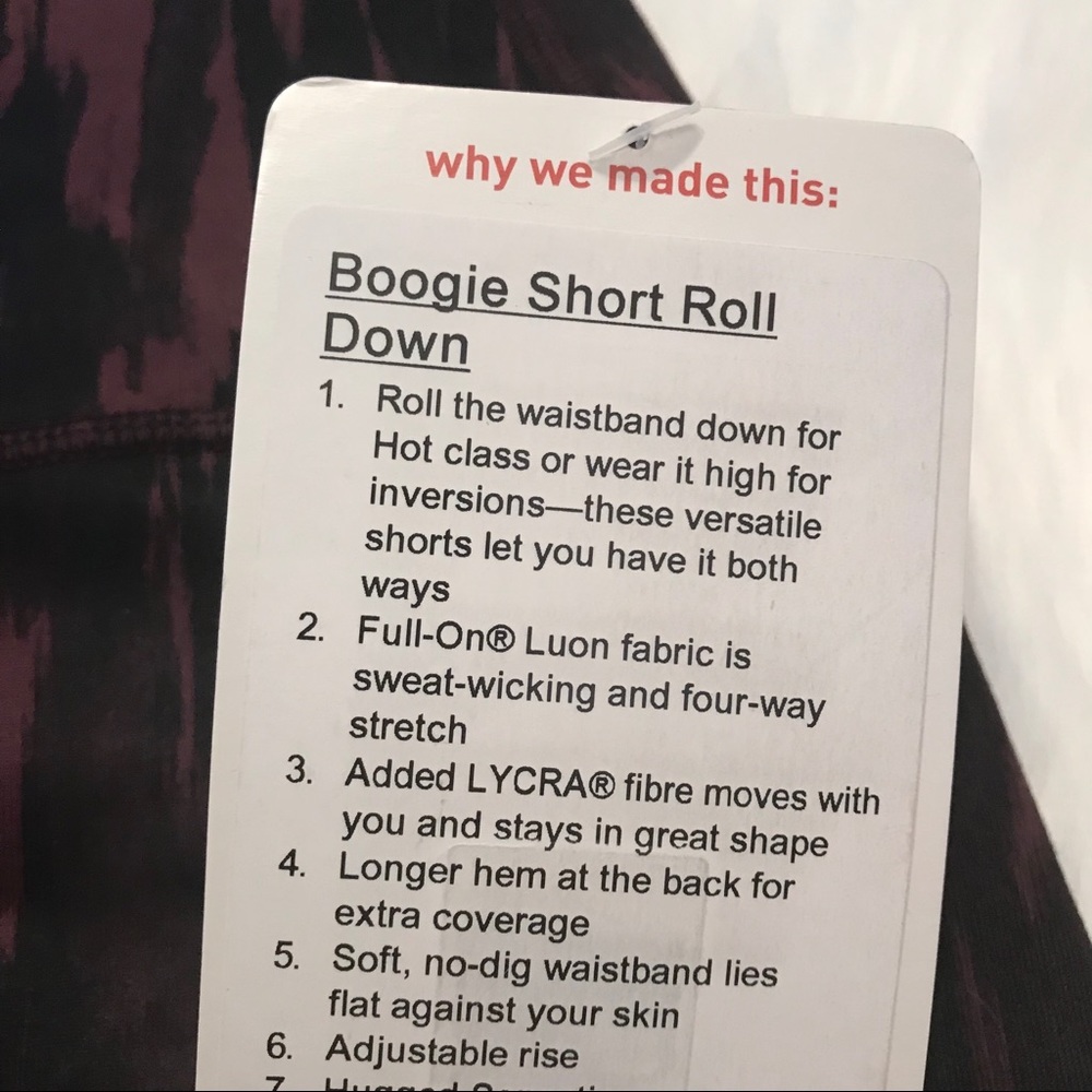 NWT PABO BORDEAUX LULULEMON BOOGIE SHORT ROLL DOWN - Picture 3 of 7